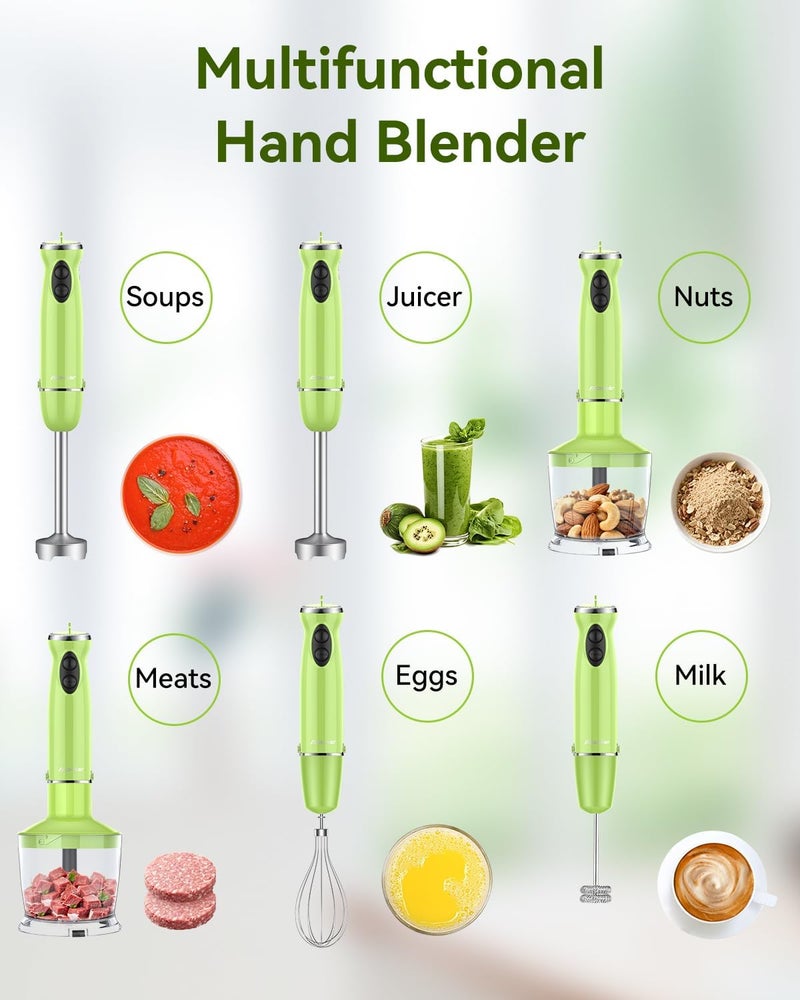 Abuler Immersion Blender Handheld 5 in 1 Hand Blender, 1000W Hand Mixer Stick, BPA-Free 12 Speed Handheld Blender with Mixing Beaker, Chopper, Whisk and Milk Frother for Soup, Smoothies, Sauce, Baby Food - Image 5